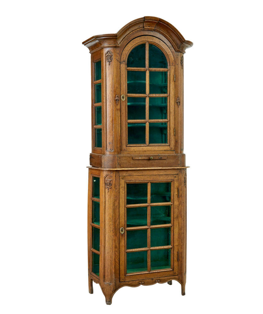 Mid 19th Century Glazed Carved Oak Liège Cabinet