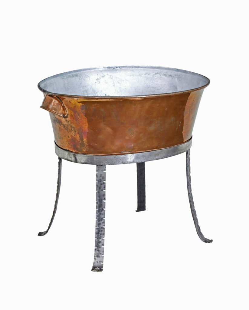 19th Century Arts and Crafts Copper Bowl on Stand