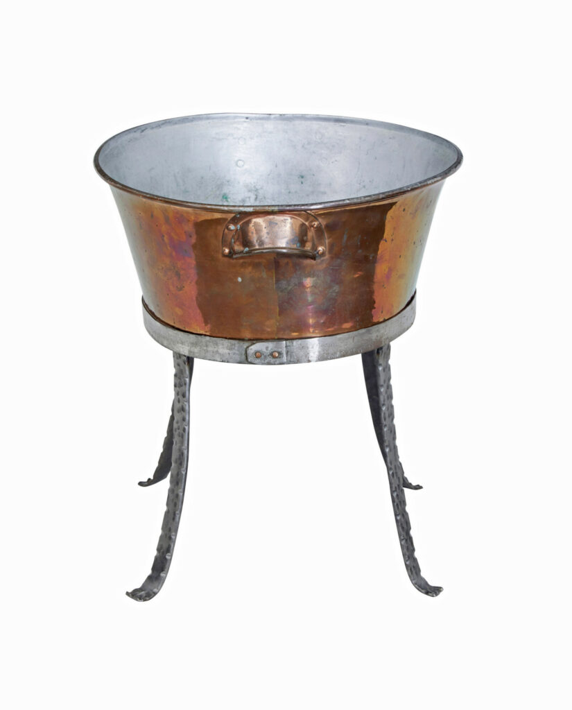 19th Century Arts and Crafts Copper Bowl on Stand — image 4