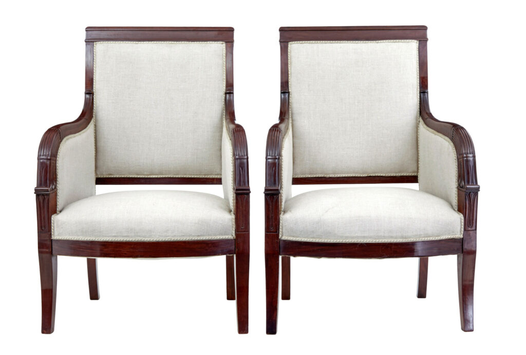 French 7 Piece 19th Century Empire Mahogany Salon Suite — image 7