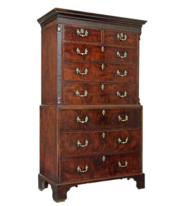EARLY 19TH CENTURY GEORGIAN MAHOGANY SECRETAIRE CHEST ON CHEST
