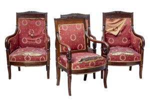 SET OF 4 MID 19TH CENTURY DANISH MAHOGANY ARMCHAIRS