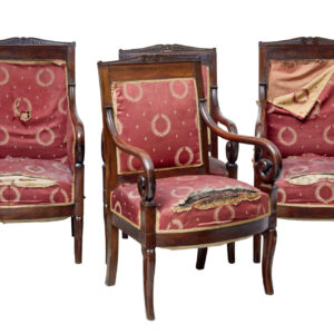 SET OF 4 MID 19TH CENTURY DANISH MAHOGANY ARMCHAIRS