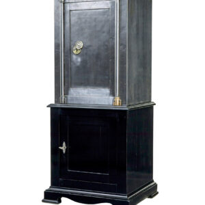 19TH CENTURY DANISH POLISHED STEEL SAFE ON CABINET