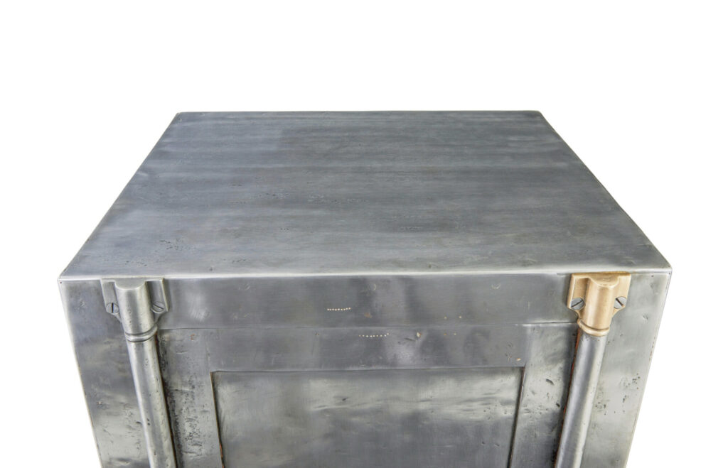 19th Century Danish Polished Steel Safe on Cabinet — image 2