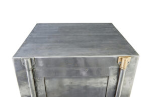 19th Century Danish Polished Steel Safe on Cabinet — thumbnail 2