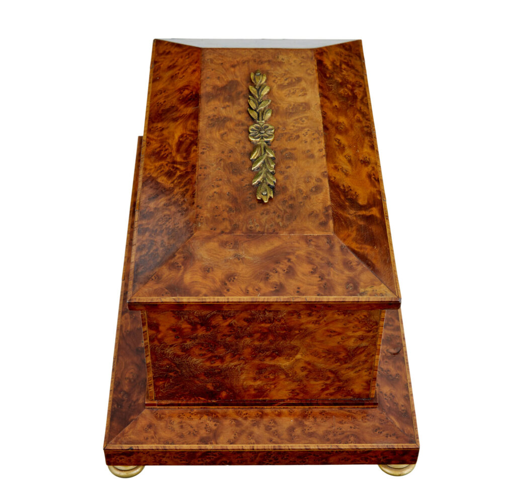 Early 20th Century Burr Yew Desktop Box with Clock — image 5