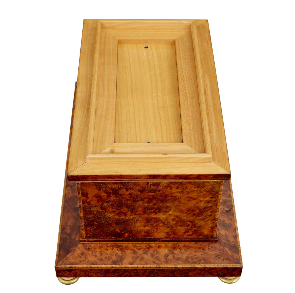 Early 20th Century Burr Yew Desktop Box with Clock — image 4