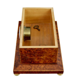 Early 20th Century Burr Yew Desktop Box with Clock — thumbnail 3