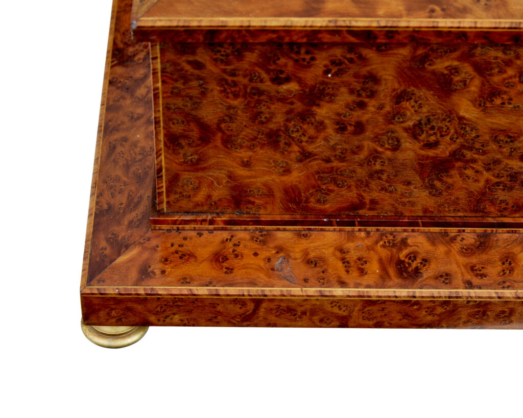 Early 20th Century Burr Yew Desktop Box with Clock — image 2
