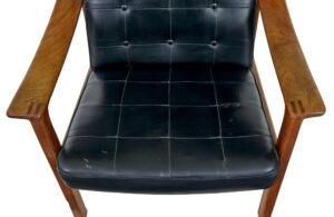 Mid 20th Century Scandinavian Teak Reclining Leather Armchair — thumbnail 7