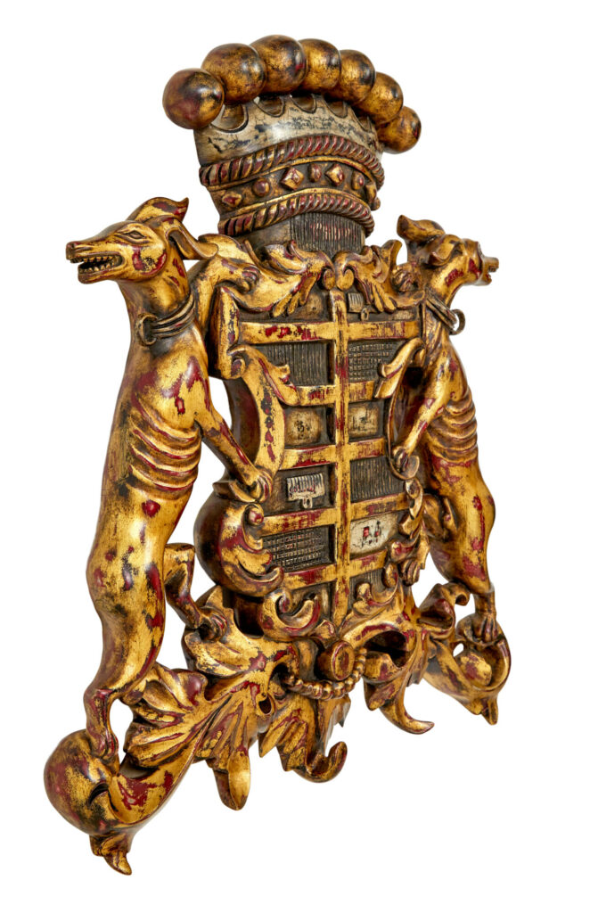 Decorative Greyhound Hand Carved Heraldic Coat of Arms — image 3