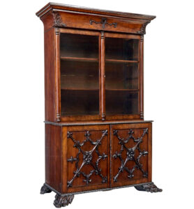 MID 19TH CENTURY CARVED MAHOGANY DANISH BOOKCASE