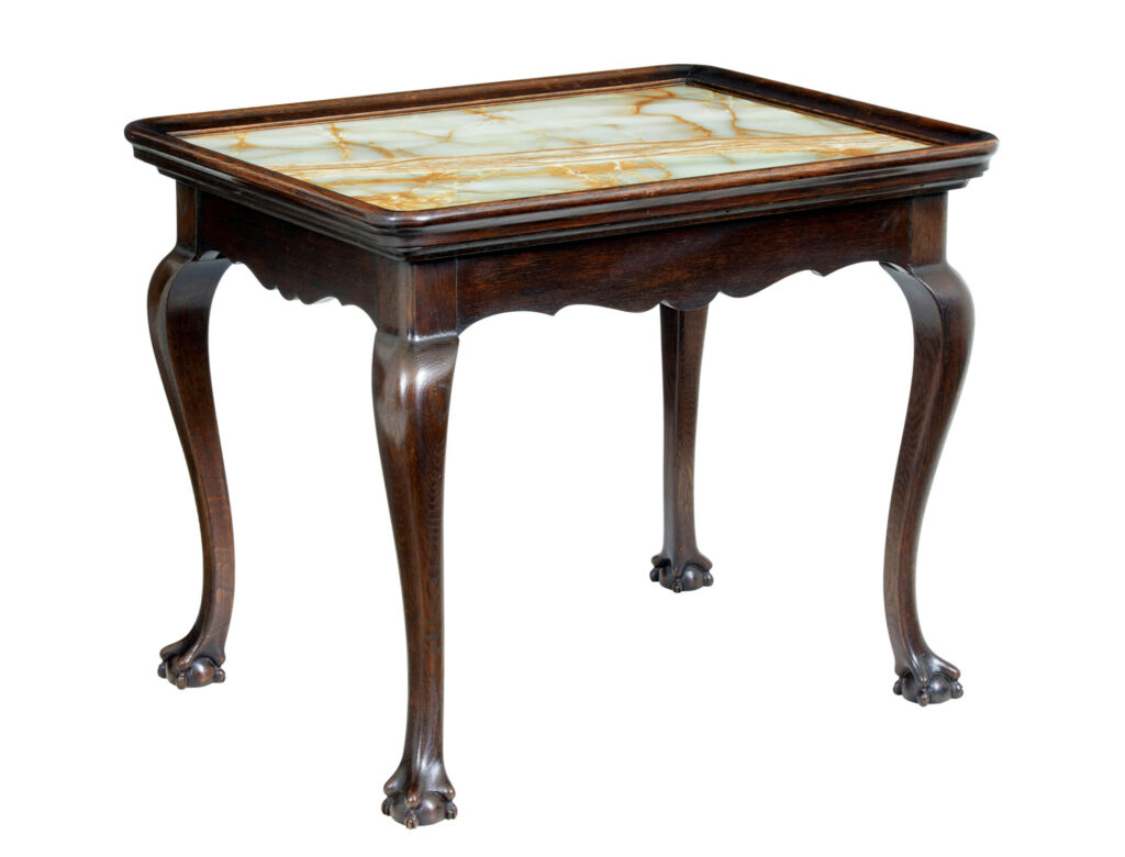 19th Century Oak Chippendale Influenced Onyx Top Table