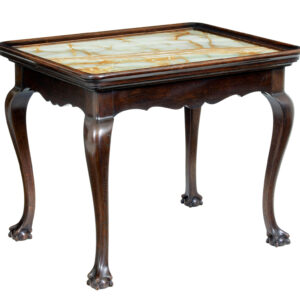 19TH CENTURY OAK CHIPPENDALE INFLUENCED ONYX TOP TABLE