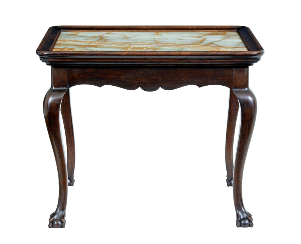 19th Century Oak Chippendale Influenced Onyx Top Table — image 7