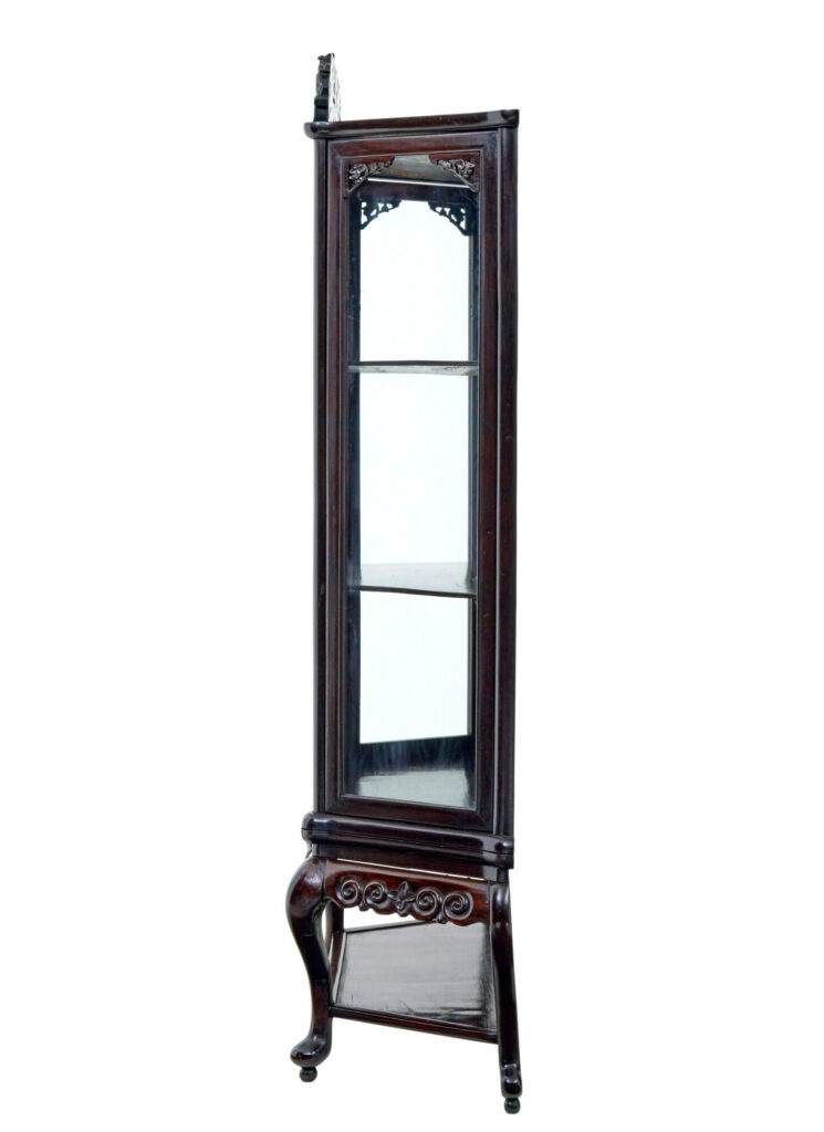 19th Century Chinese Carved Hardwood Glazed Display Cabinet — image 6