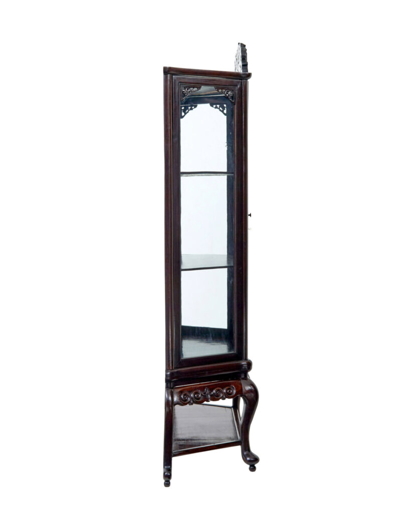 19th Century Chinese Carved Hardwood Glazed Display Cabinet — image 4