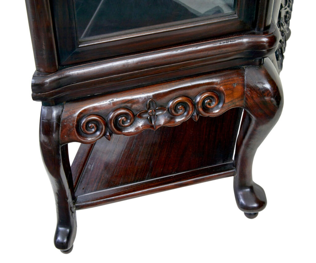 19th Century Chinese Carved Hardwood Glazed Display Cabinet — image 3