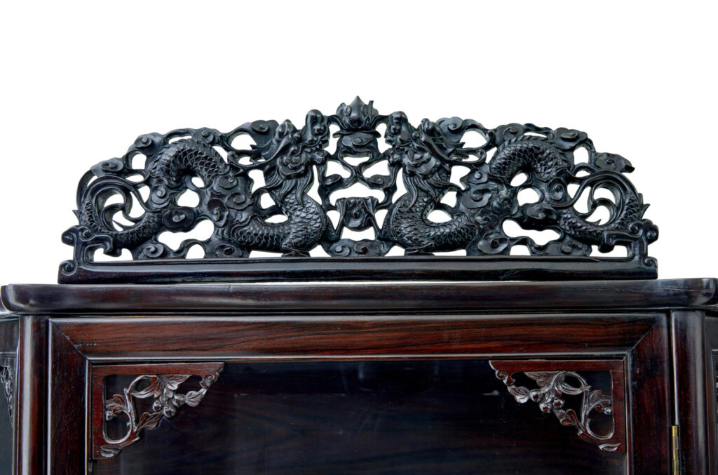 19th Century Chinese Carved Hardwood Glazed Display Cabinet — image 2