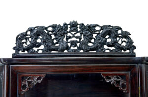 19th Century Chinese Carved Hardwood Glazed Display Cabinet — thumbnail 2