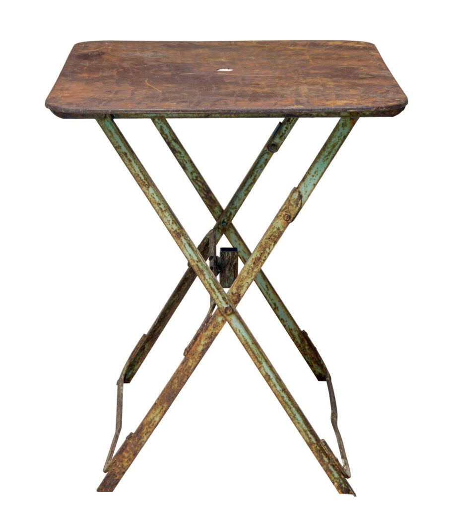 Early 20th Century French Folding Metal Garden Table — image 3