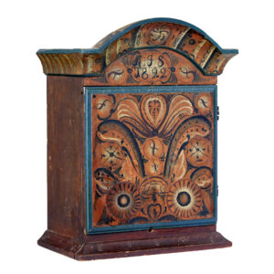 EARLY 19TH CENTURY SWEDISH DALARNA PAINTED WALL CUPBOARD