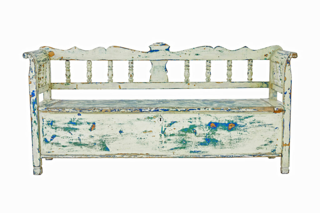 Large Swedish 19th Century Painted Pine Bench — image 3