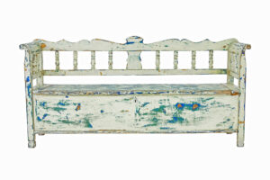 Large Swedish 19th Century Painted Pine Bench — thumbnail 3