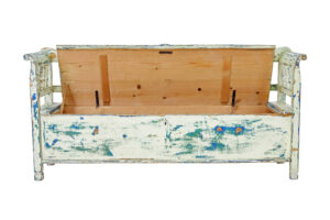 Large Swedish 19th Century Painted Pine Bench — thumbnail 2