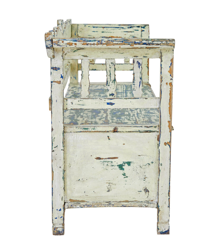 Large Swedish 19th Century Painted Pine Bench — image 10