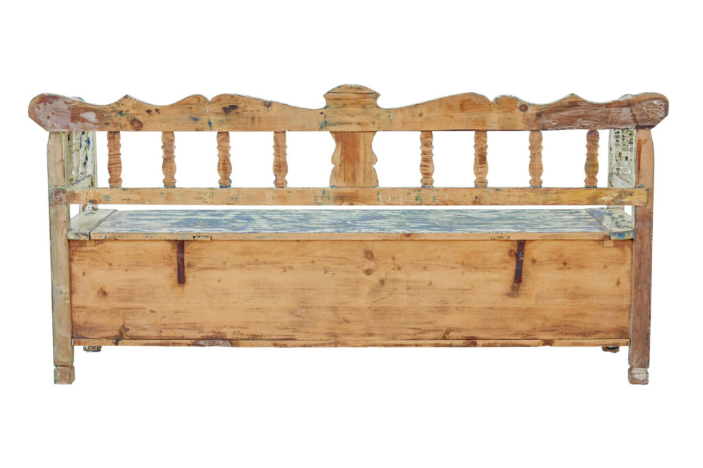 Large Swedish 19th Century Painted Pine Bench — image 9
