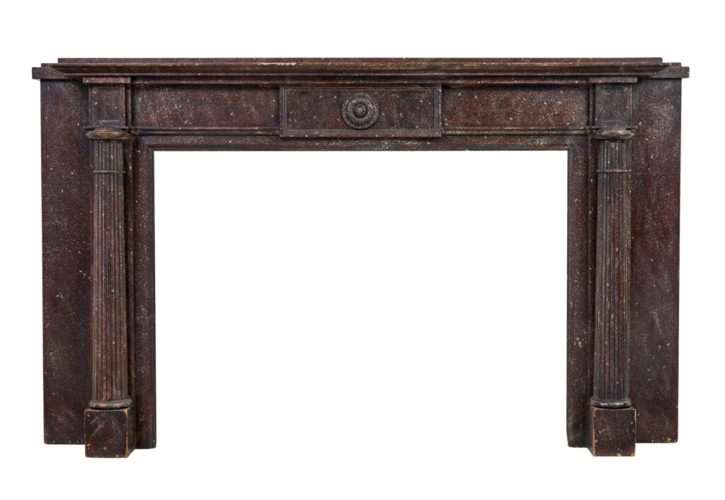 Mid Century Faux Porphyry Marble Adams Style Mantlepiece