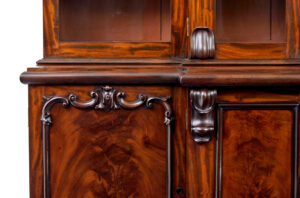 Early Victorian 19th Century Flame Mahogany Breakfront Bookcase — thumbnail 9