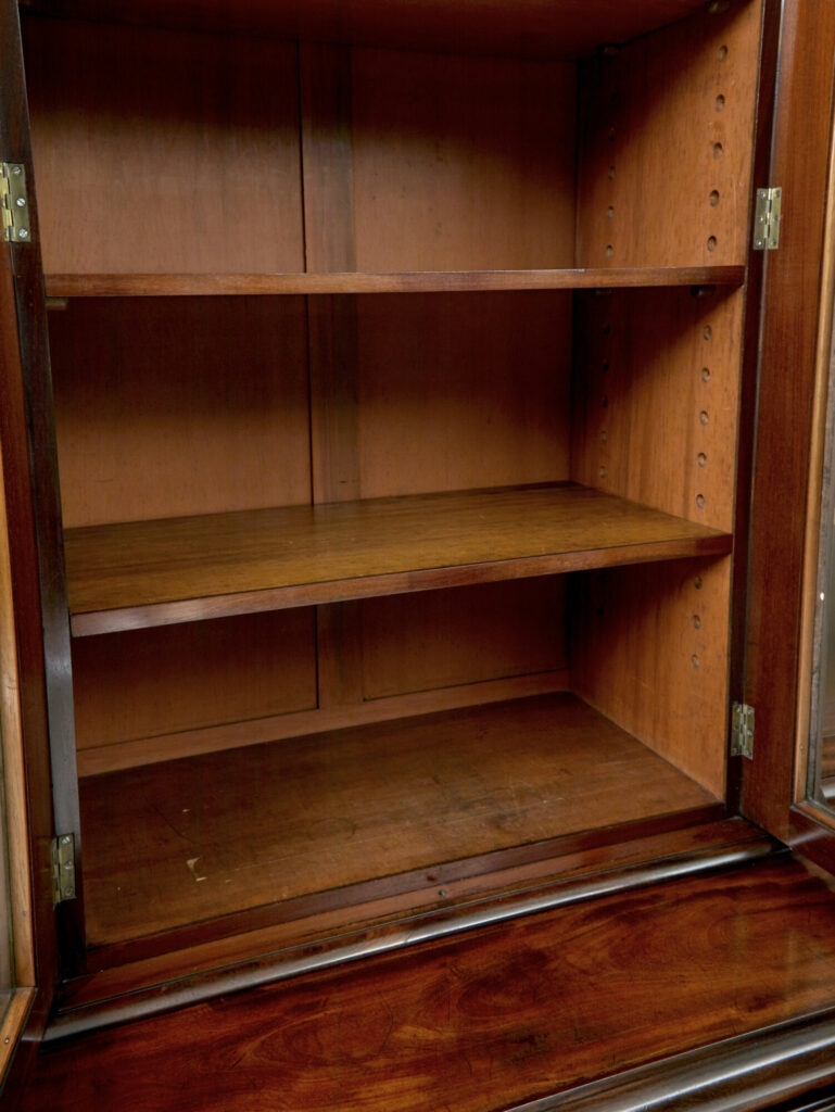 Early Victorian 19th Century Flame Mahogany Breakfront Bookcase — image 3