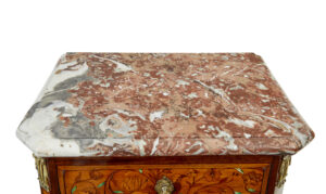 French 19th Century Inlaid Walnut Chest of Drawers with Marble Top — thumbnail 6