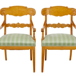 PAIR OF EARLY 20TH SWEDISH CARVED BIRCH ARMCHAIRS
