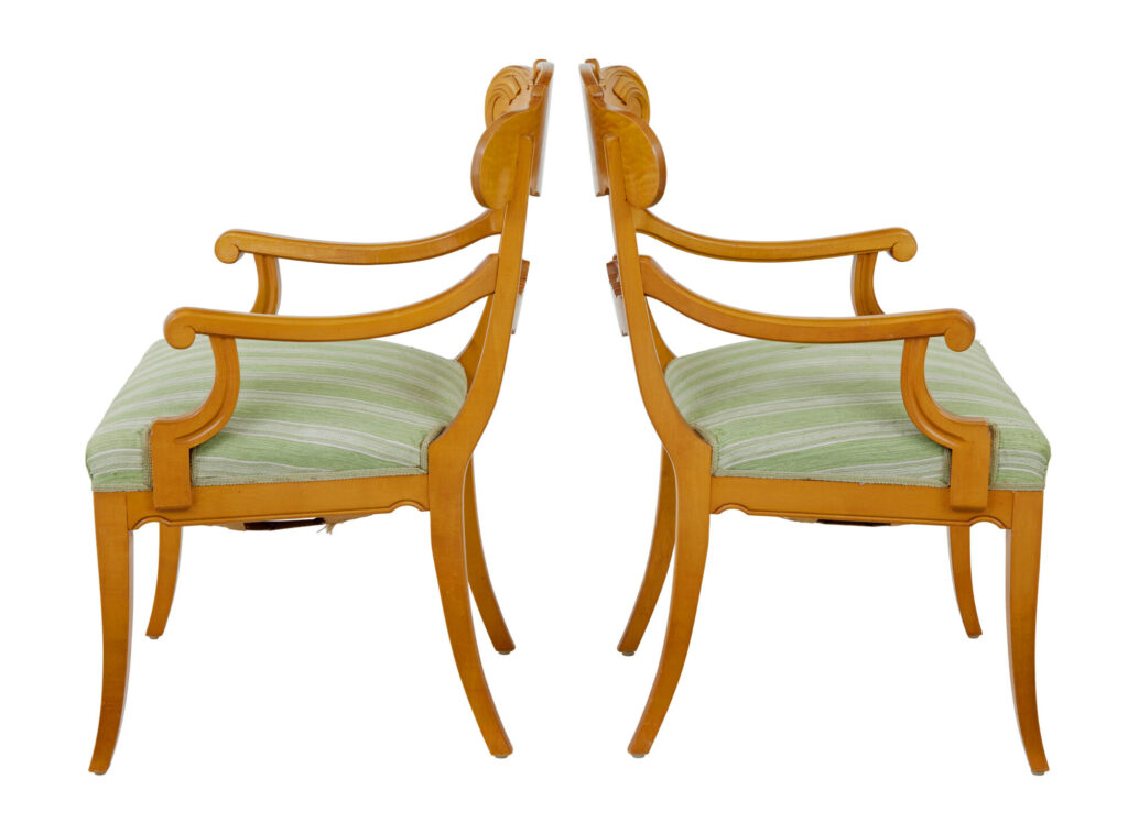 Pair of Early 20th Swedish Carved Birch Armchairs — image 7