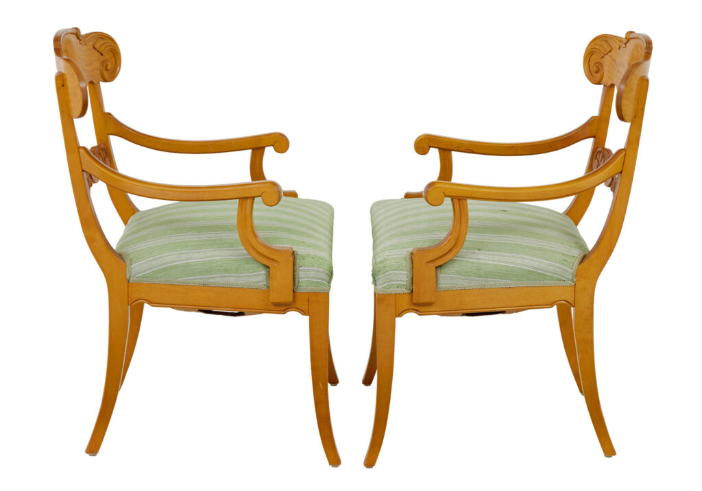 Pair of Early 20th Swedish Carved Birch Armchairs — image 6