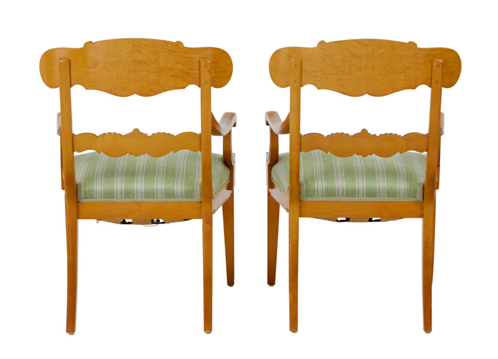 Pair of Early 20th Swedish Carved Birch Armchairs — image 5