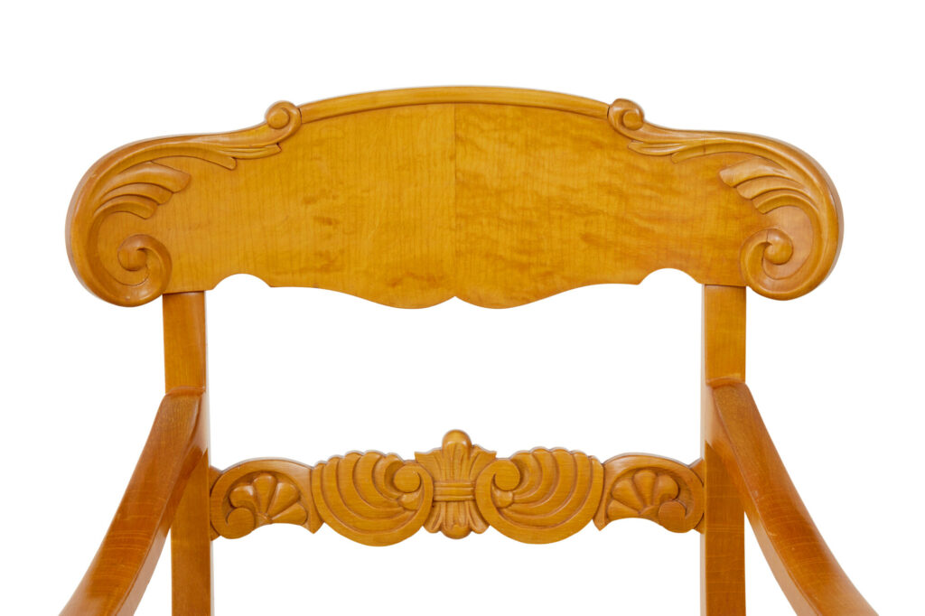 Pair of Early 20th Swedish Carved Birch Armchairs — image 4
