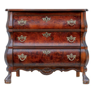 MID CENTURY SMALL MULBERRY BOMBE CHEST OF DRAWERS