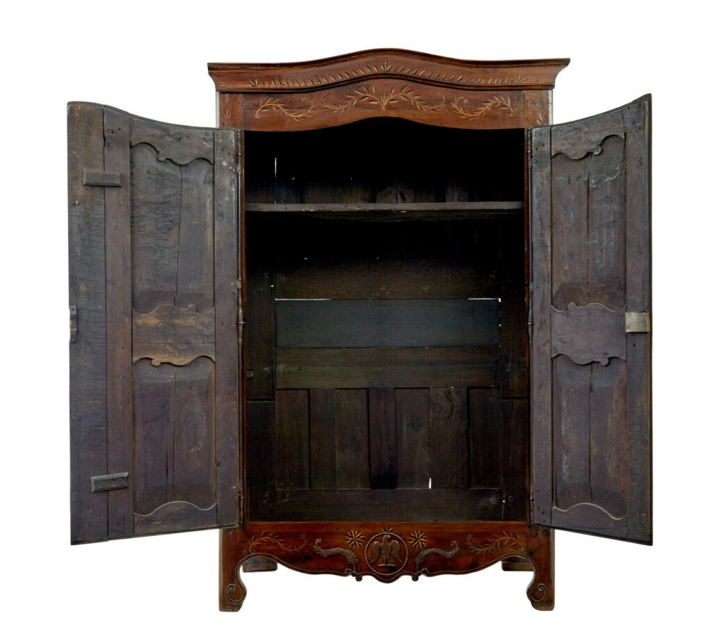 18th Century Carved French Yew and Chestnut Armoire — image 10