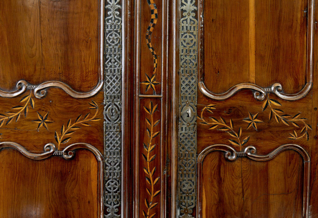 18th Century Carved French Yew and Chestnut Armoire — image 6
