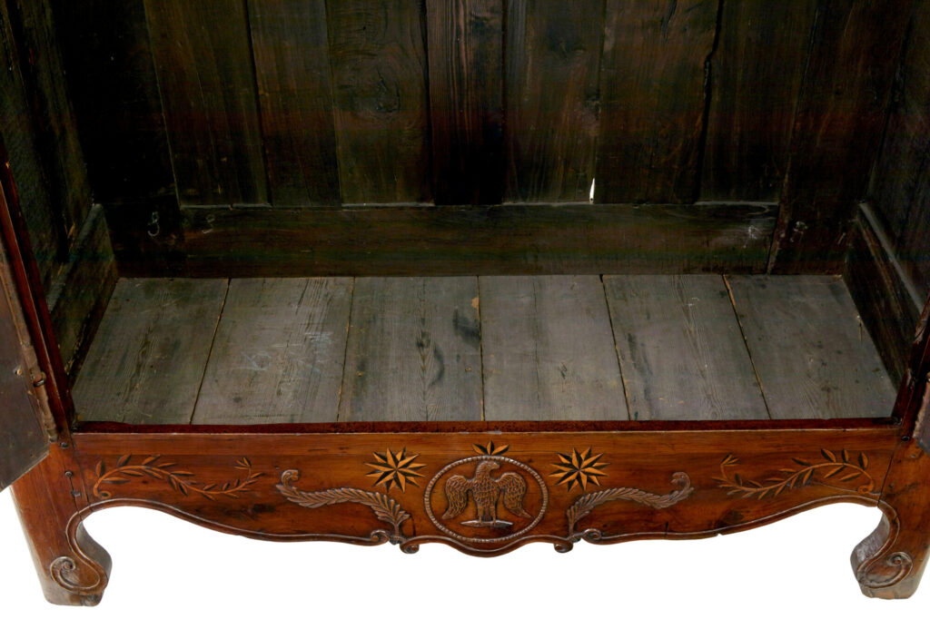 18th Century Carved French Yew and Chestnut Armoire — image 3