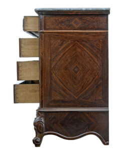 19th Century French Inlaid Chest of Drawers with Faux Marble Top — thumbnail 8
