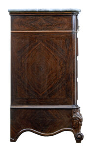 19th Century French Inlaid Chest of Drawers with Faux Marble Top — thumbnail 6
