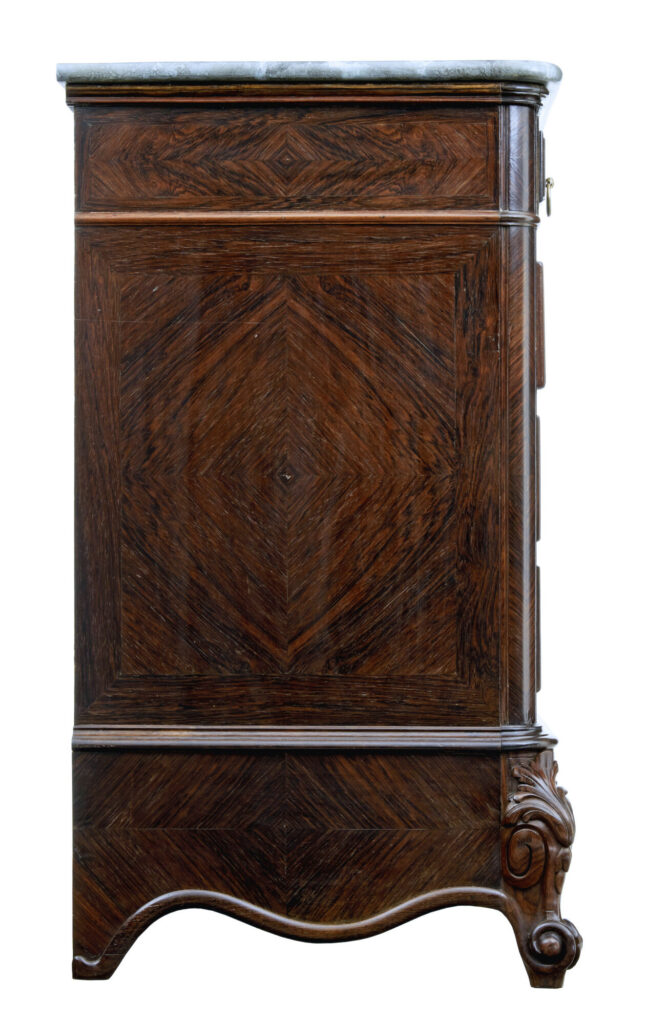 19th Century French Inlaid Chest of Drawers with Faux Marble Top — image 6