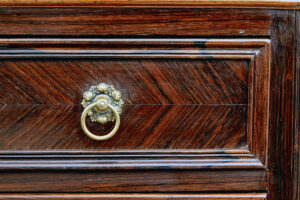 19th Century French Inlaid Chest of Drawers with Faux Marble Top — thumbnail 3