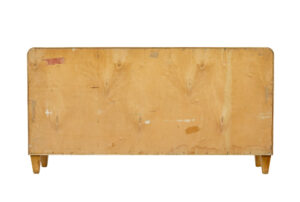Swedish Mid Century Burr Elm Low Open Bookcase — thumbnail 3